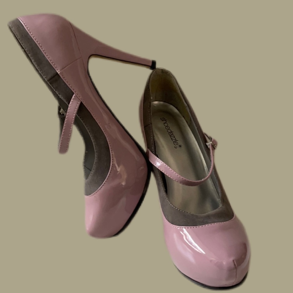 Mauve Rose  Pink and Gray Patent Shoes